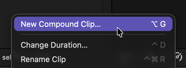 Right click -> New Compound Clip